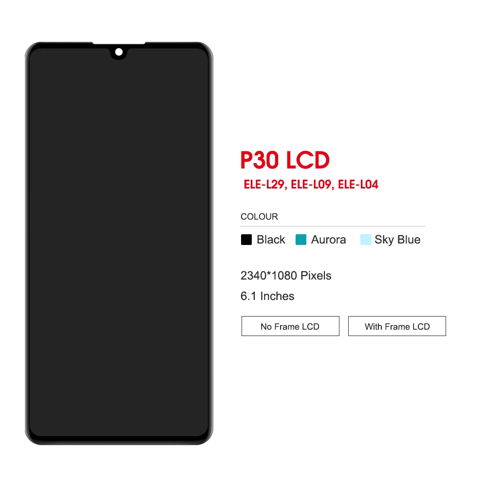 OLED P30 Screen Panel With Fingerprint For Huawei P30 LCD ELE-L29 ELE-L09 ELE-L04 Display + Touch Screen Digitizer Assembly