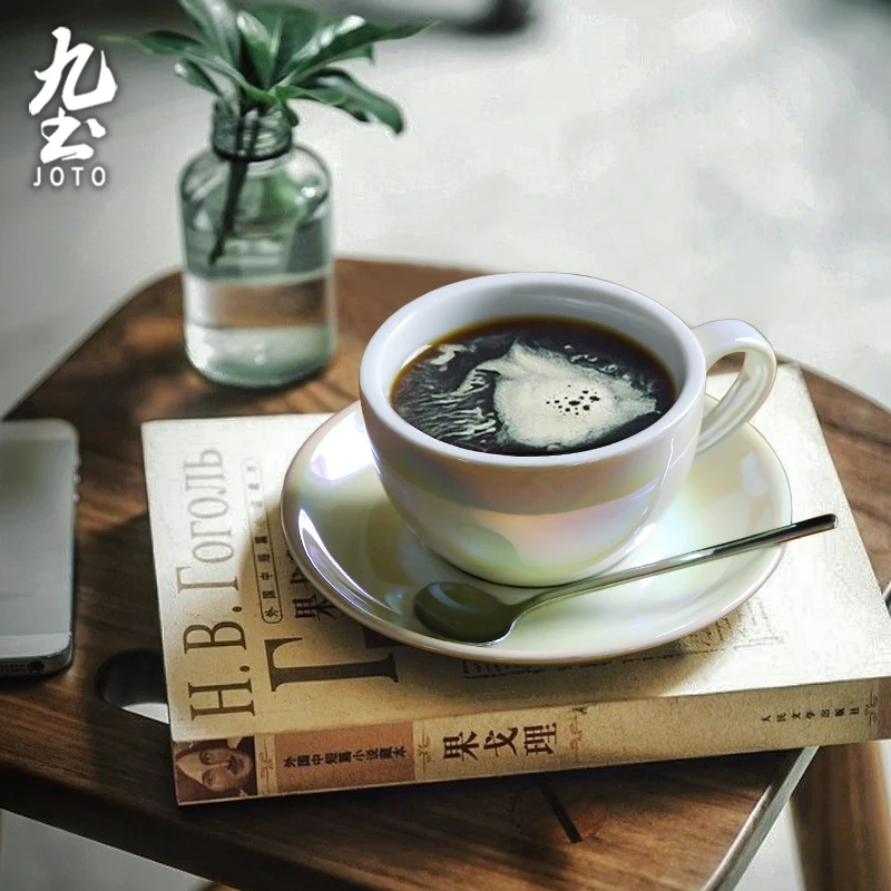 

JOTO High-Quality Materials Ergonomic Colorful Latte Art Ceramic Coffee Cup and Saucer CFR0141