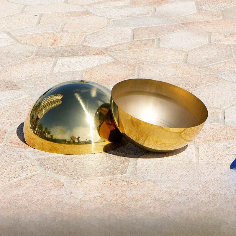 Diamètre 19mm-300mm304 matériau 1.0mm acier inoxydable titane or métal creux boule décorative miroir Semi-rond tête de dôme