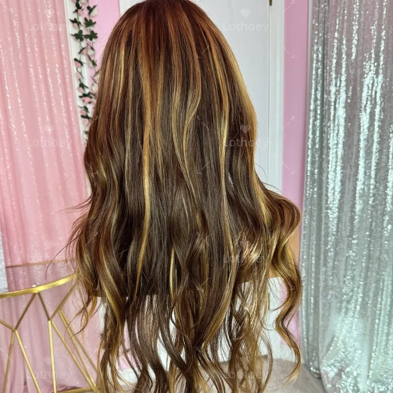 العسل البني الباروكات Omber الجسم موجة الشعر البشري الدانتيل الجبهة الباروكات للنساء 13X4 HD الدانتيل الشفاف شعر مستعار علوي السلس العصرية