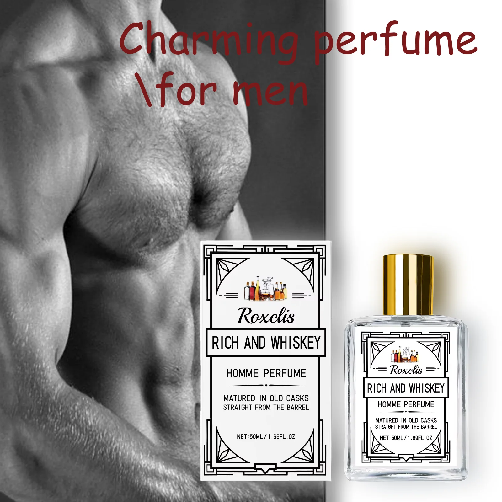 

Roxelis 50ml Men's Charming Cologne Perfume with Whiskey Pheromones Elegant Fresh Scent Long-Lasting Natural Attractiveness