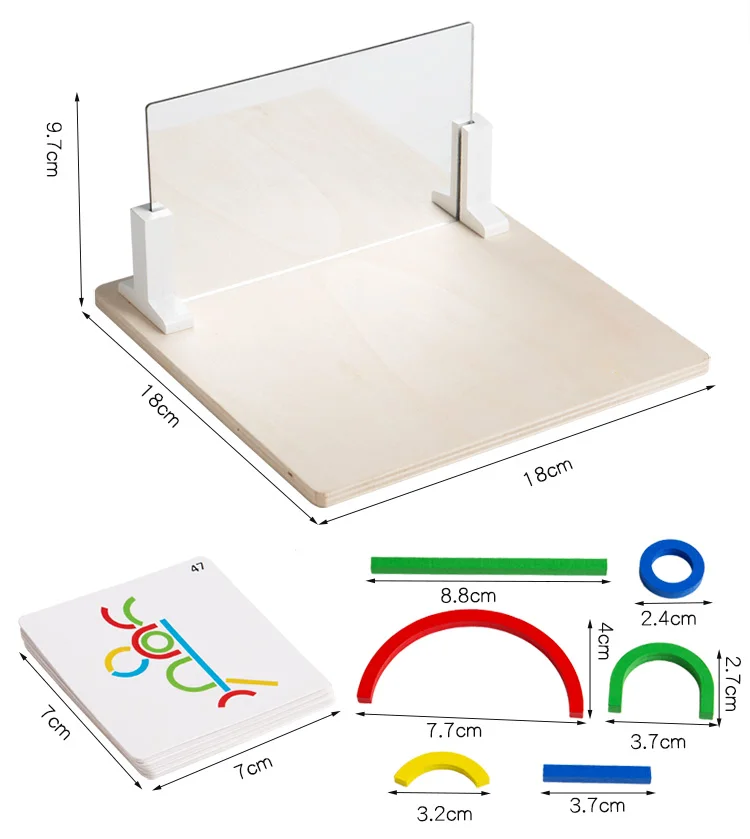 Montessori Spiegel Puzzle Spielzeug für Kinder Holz Frühe Pädagogische Spielzeug Logisches Denken Raum Training Gehirn Spiel Reise Spielzeug Geschenke – Detail 14