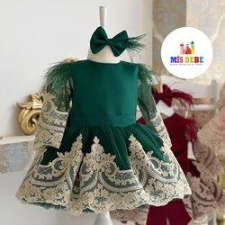 2-teiliges Kleid Haars pange Kleidung setzt Spitze Edelstein Herbst Frühling Sommer Kinder Kostüm Kleinkind Ballkleid Kinder