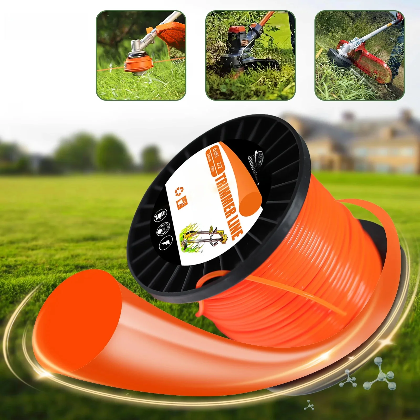 1LB 2.4/2.7/3.0/4.0mm Maaien Nylon Grastrimmer Touw Bosmaaier Strimmer Lijn Oranje Ronde Bosmaaier Trimmer Koord Lijn Draad - afbeelding 2
