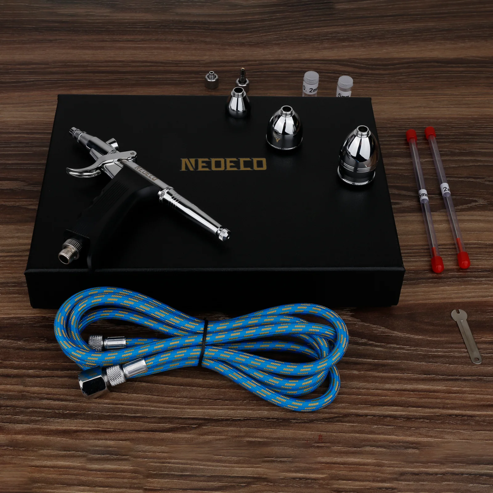 0.2/0.3/0,5mm Doppel/Dual Action Gravity-Feed Spritzpistole 2cc 5cc 13cc Airbrush Set Spray luft Pinsel Für Auto Modell Handwerk DIY Farbe – Detail 1