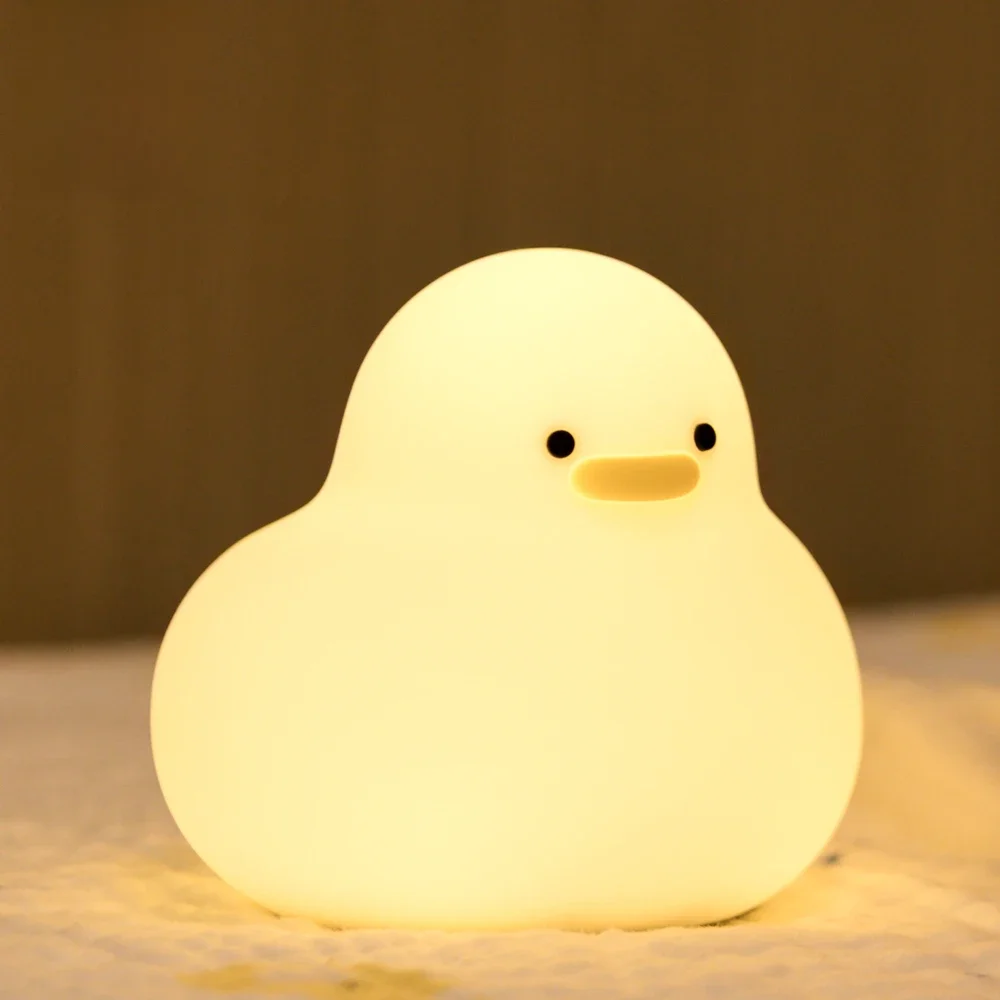 Led night light bonito pato dos desenhos animados animais lâmpada de silicone para crianças criança