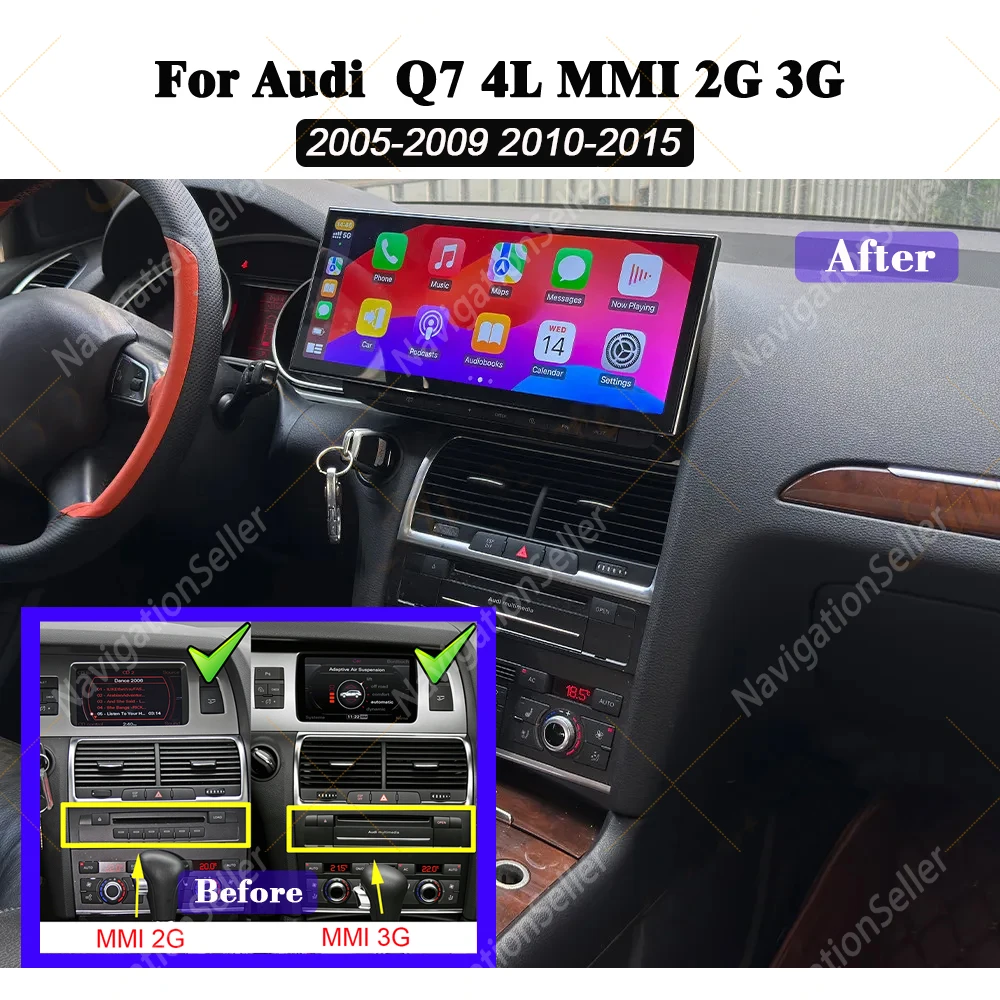 

12.3" Android 15 Auto Car Radio Carplay Screen For Audi Q7 4L 2005-2015 MMI 2G 3G GPS Navi Rear Camera Automotive Multimedia DAB