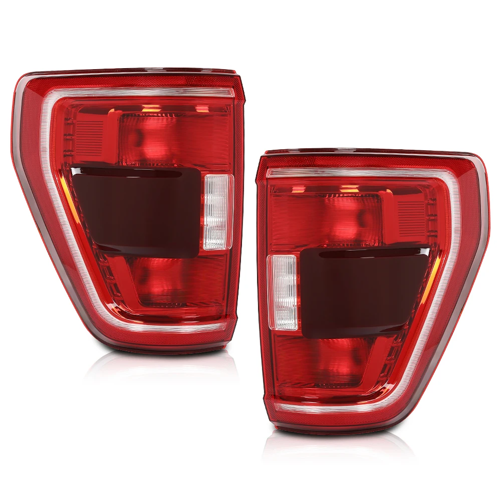 Crossdesign Tail Light Set Left & Right Lamps with Blind Spot Detection for Ford F150 F-150 Xlt 2021-2023 Red Lens Dot Certified Ml3Z13405C