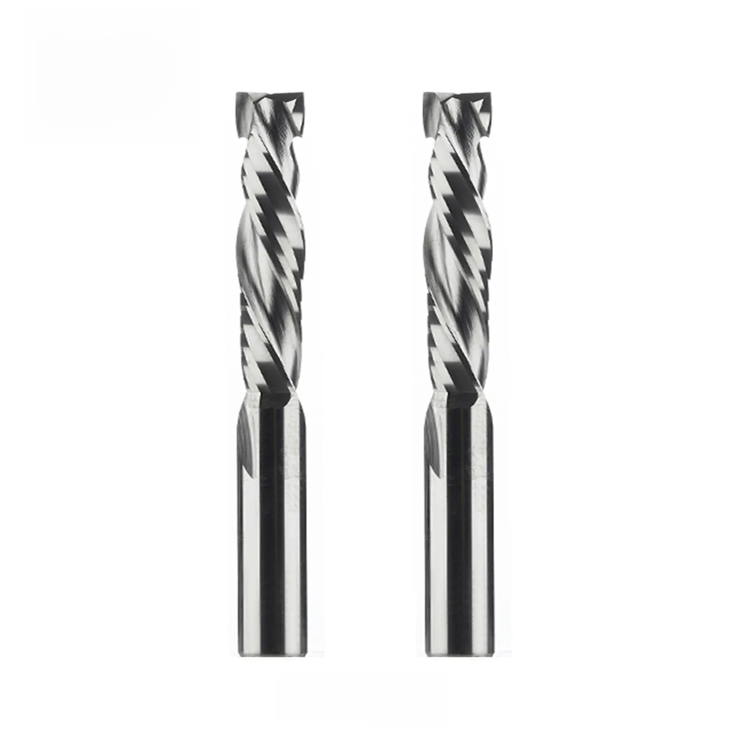2PCS/LOT Compression Milling Cutter Woodwork DOWN Cut Two Flute Spiral Carbide Milling Tool CNC Router Bits Wood End Mill Cutter
