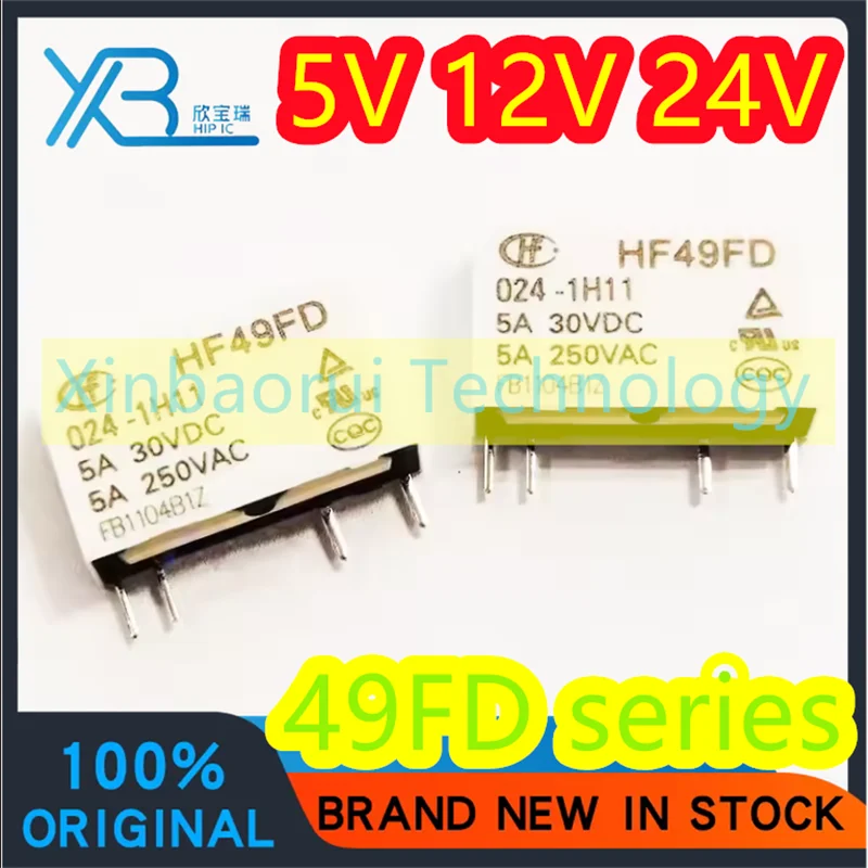 

2pieces/batch relay HF49FD-005 012 024-1H11 1H12 1H11T 1H12T 4-pin 5V 12V 24V new original stock supply