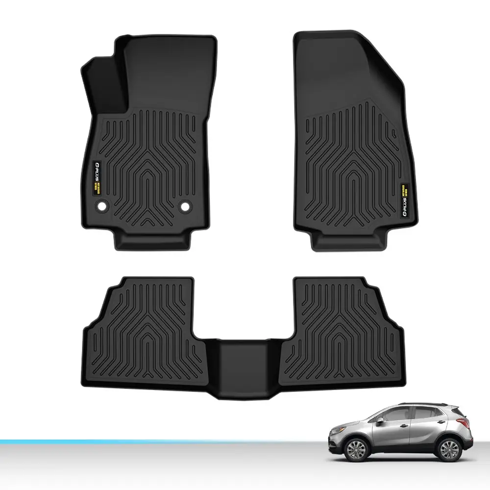Tpe Car Floor Mats Suitable for Buick Encore 2013-2022 / Chevrolet Trax 2014-2022 First and Second Row Truck Accessories Cargo Liner All-Weather Protection 3-Piece Set Black
