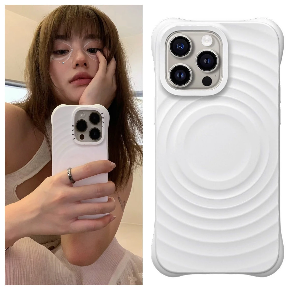 

Cyan Ripple Silicone Ripple Silicone Versatile White For IPhone 17 14 15 16 17 Pro Max Case-Protective Fashion IPhone Case