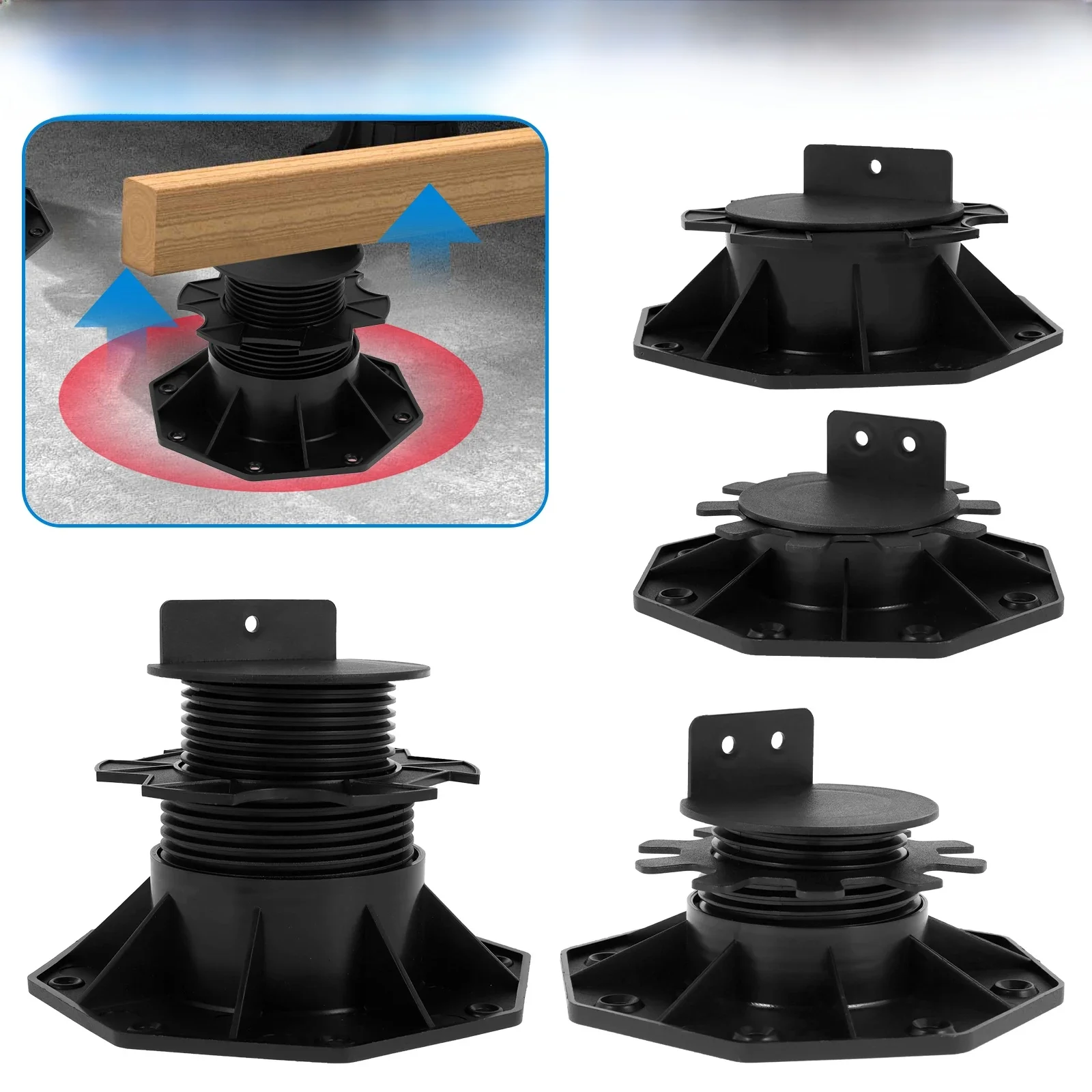 Base de support de pont en plastique réglable, ensemble de roulements d'ascenseur, support de sol solide, bois, WPC, métal, recommandé, 5 pièces