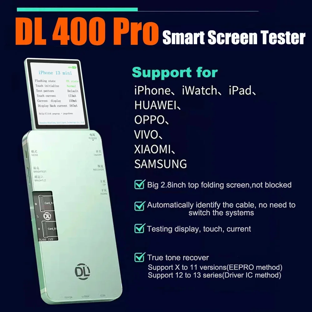 DIANL DL400 Pro LCD Screen Tester For iPhone 15 14 13 12 11 Pro X Xs Max 6 to 8P For iWatch Huawei Samsung 3D Touch Testing Tool