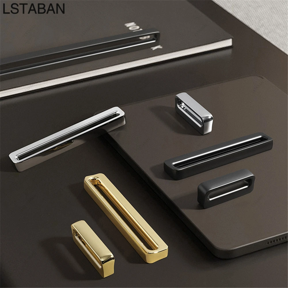 Modern Simplicity Hollow Kitchen Cabinet Handle Rectangle Gold Furniture Cabinet Knob Zinc Alloy Hardware Cupboard Drawer Pulls