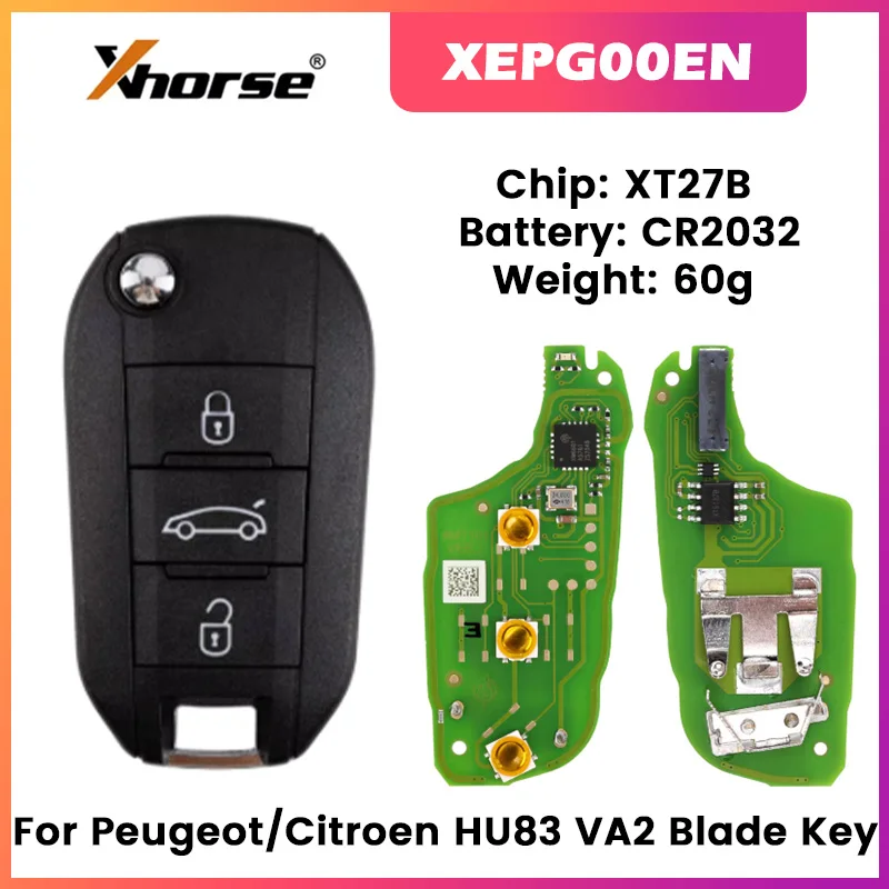 

MAGICKEY Xhorse XEPG00EN with XT27B Super Chip Special PCB Board with 3 Buttons Key Shell for Peugeot/Citroen HU83 Blade Key