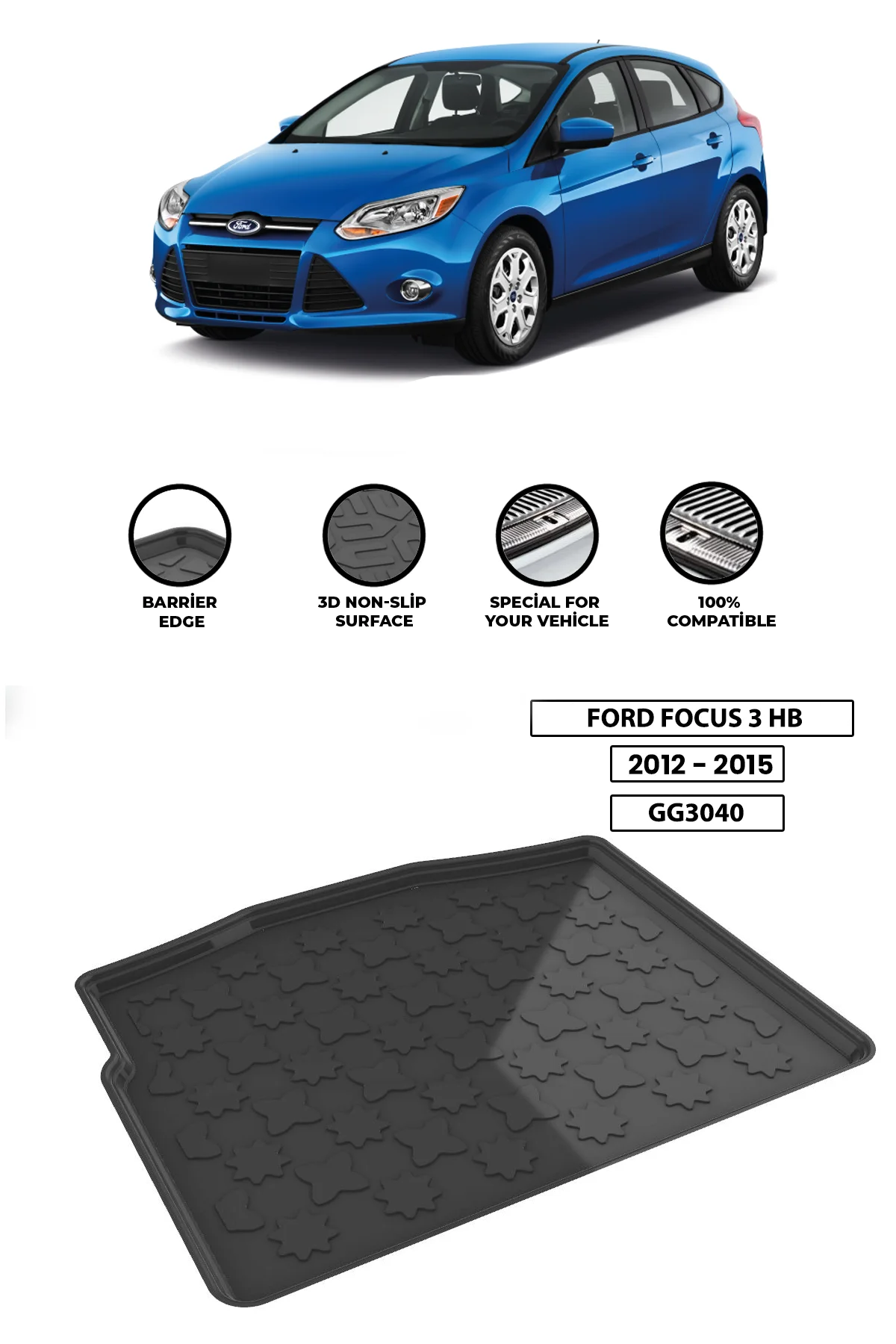 

For -FORD-FOCUS-3-HB 2012-2015 luggage compartment Diffuser Extension Rear Bumper Attachment Luggage compartment