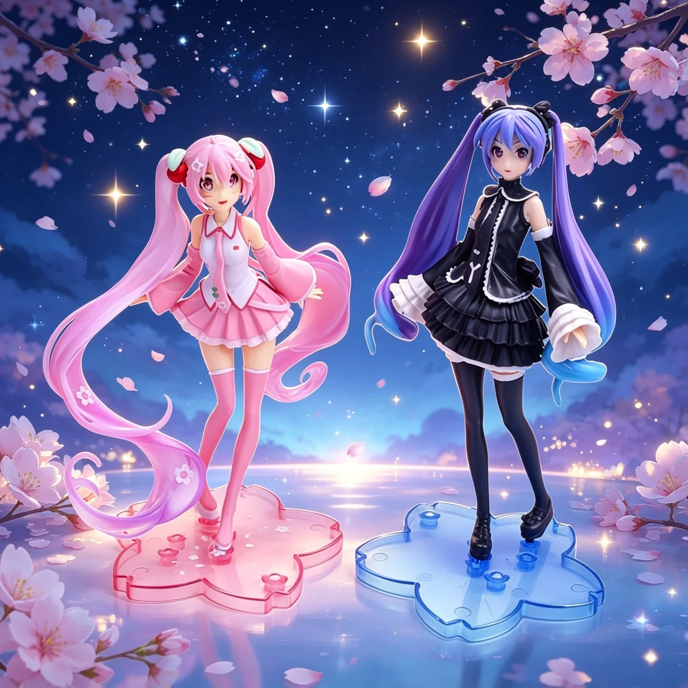 Sakura Miku & Dark Miku Sammlerset – PVC-Material, Dynamische Standfigur, Desktop-Display & Fan-Merchandise