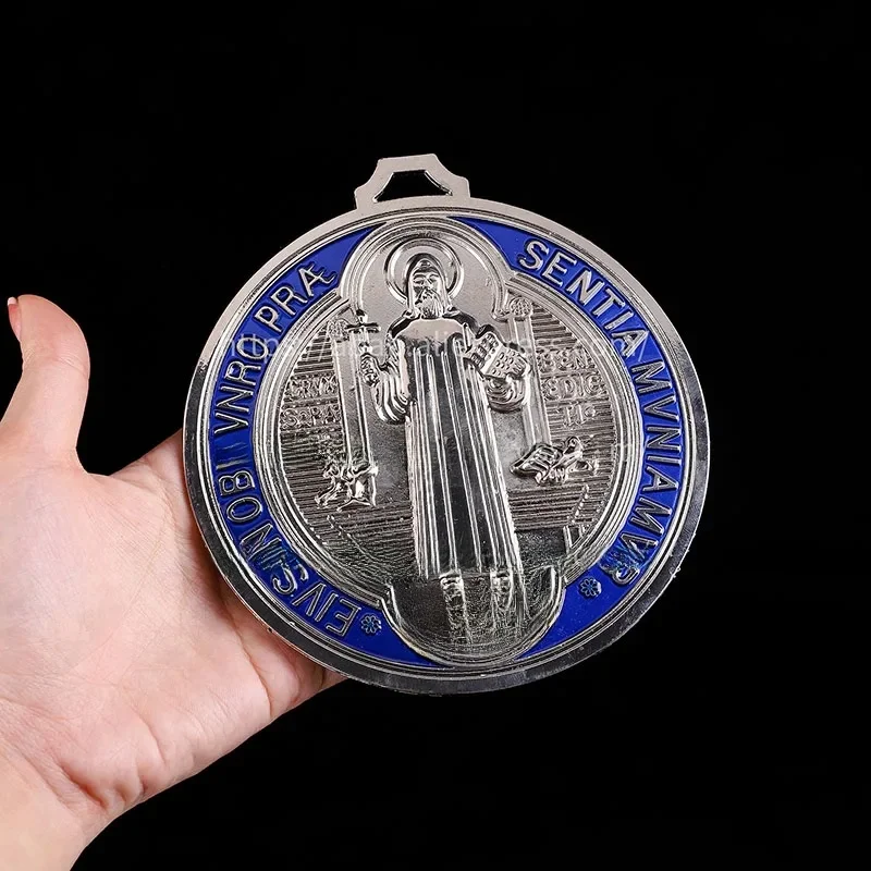 Médaille Saint Benito Extra Large, Bijoux de Haute Qualité, Grande Médaille Religieuse Saint Benoît, Prix Rond 125mm