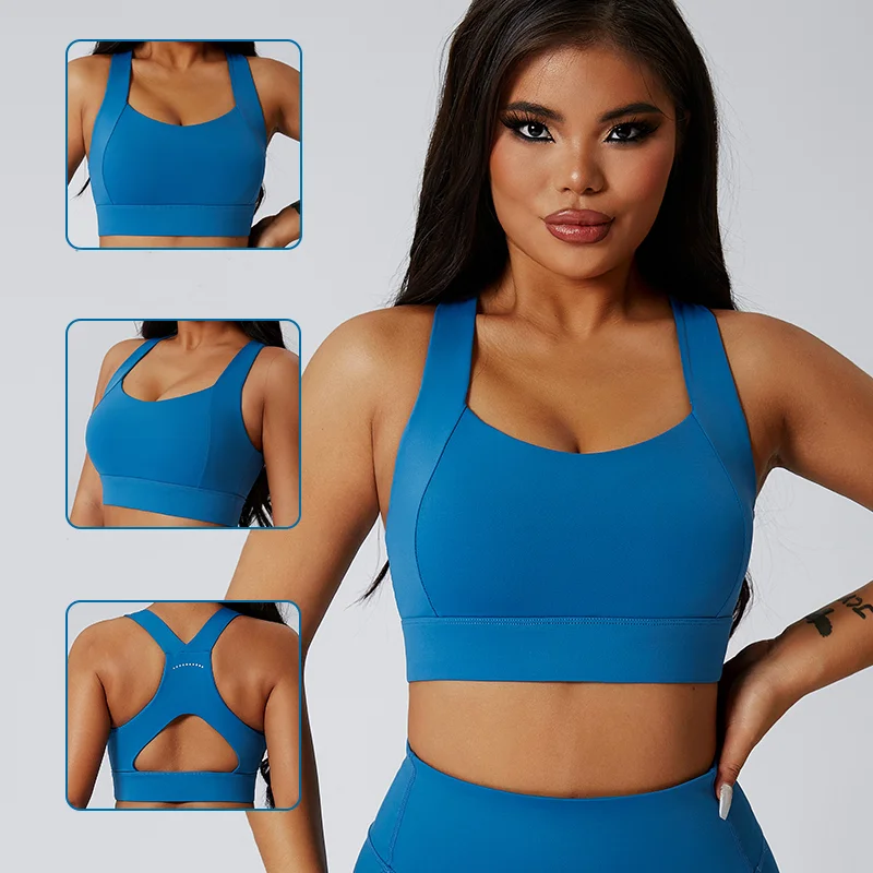 Women's Running Top Anti-Shock Supplementary Sleeveless Sports Bras Breast Shrinking Racer Shaped Vest