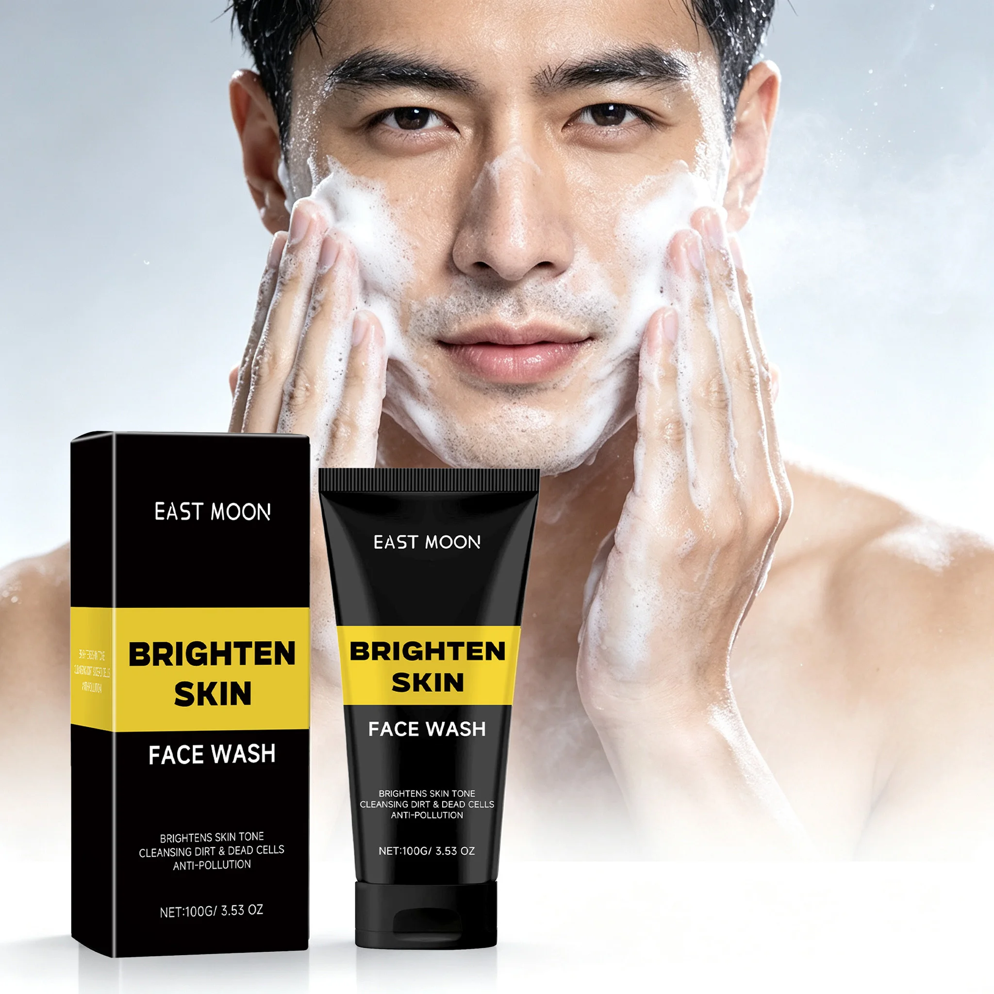 100G Men Face Wash Gel Gentle Moisturizing Rich Bubble Cleaning Pores Oil Control Non-tight Smoothing Natural Fragrance Refreshing Soothing Facial Cleaner