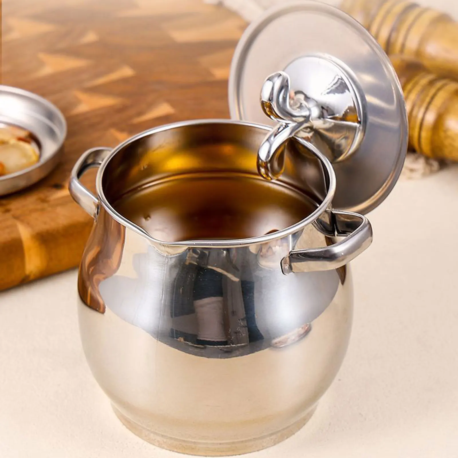 1.5L/3.5L Stainless Steel Grease Container Grease Keeper Oil Bottle with Strainer for Storing Meat Frying Oil Cooking Storage