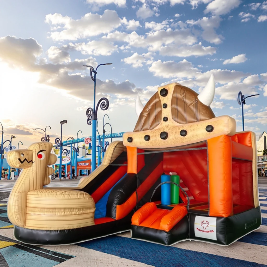 カスタムバイキングテーマのインフレータブルバウンス、スライド付きコンボジャンプ、海賊船インフレータブルウォータースライド、子供と大人のパーティーイベント用