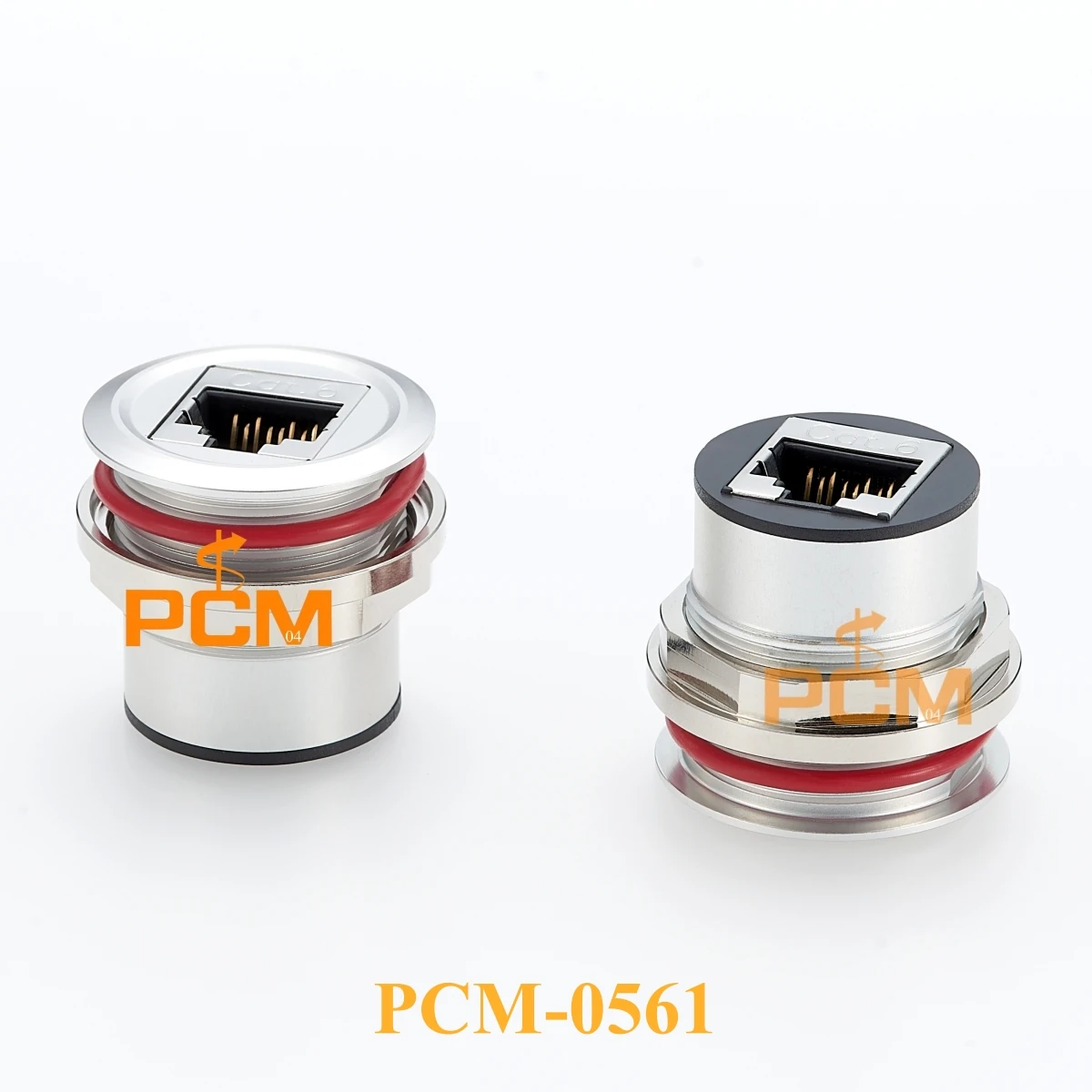 Acoplador de montaje en panel redondo RJ45 de aluminio, adaptador Ethernet hembra CAT6 8P8C con anillo de goma, montaje en tablero RJ45, 1 ud.