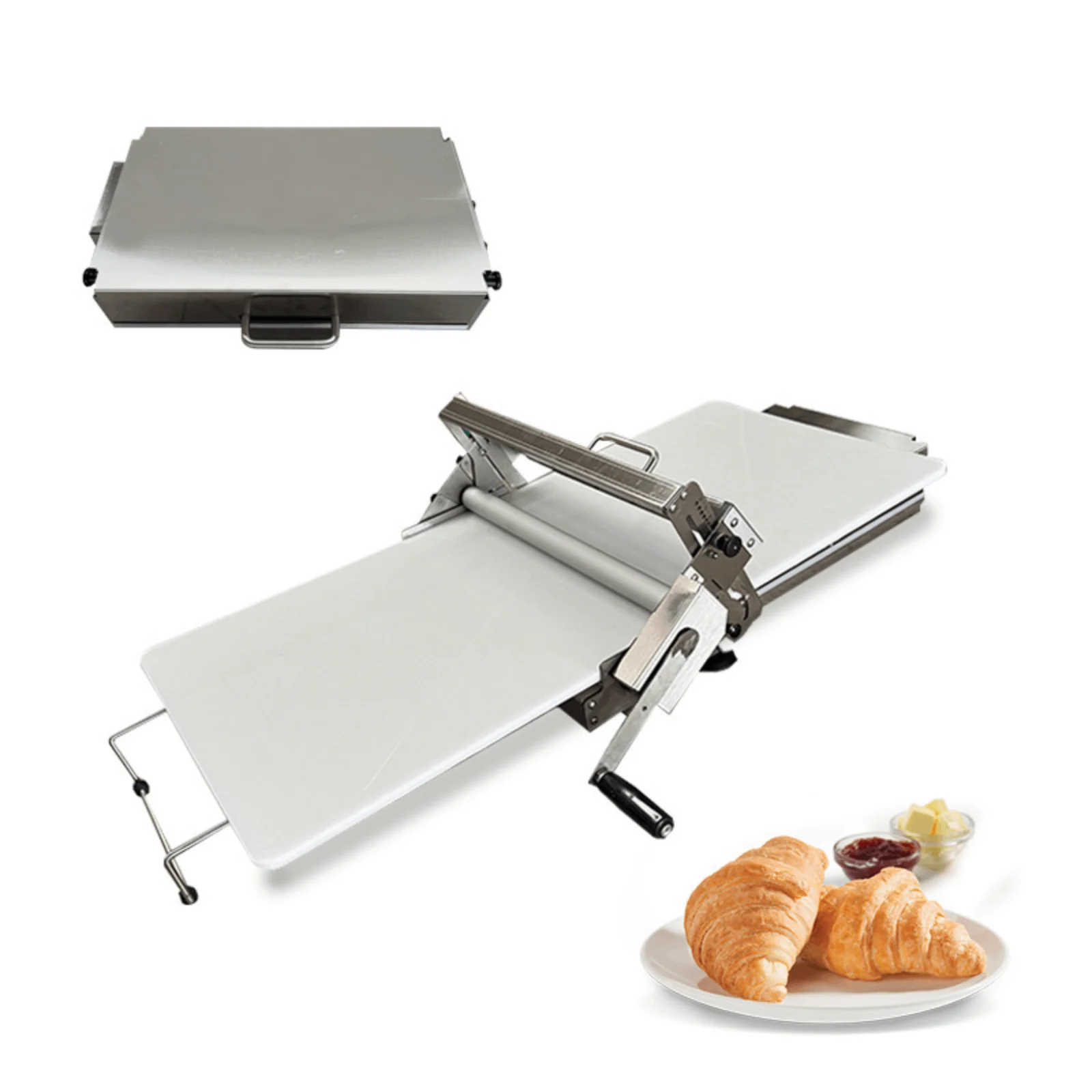 Hand Crank Puff Pastry Machine Space-Saving Hand Crank Pastry Cylinder Manual Pastry Sheeter Easy Function Folding Pastry Press