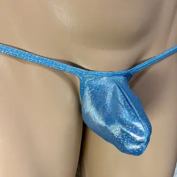 メンズ G4036 ストリング Tバック バルジ ポーチ T バック シャイニー メタリック箔シルバー ドット ホログラム レーザー箔生地ニット