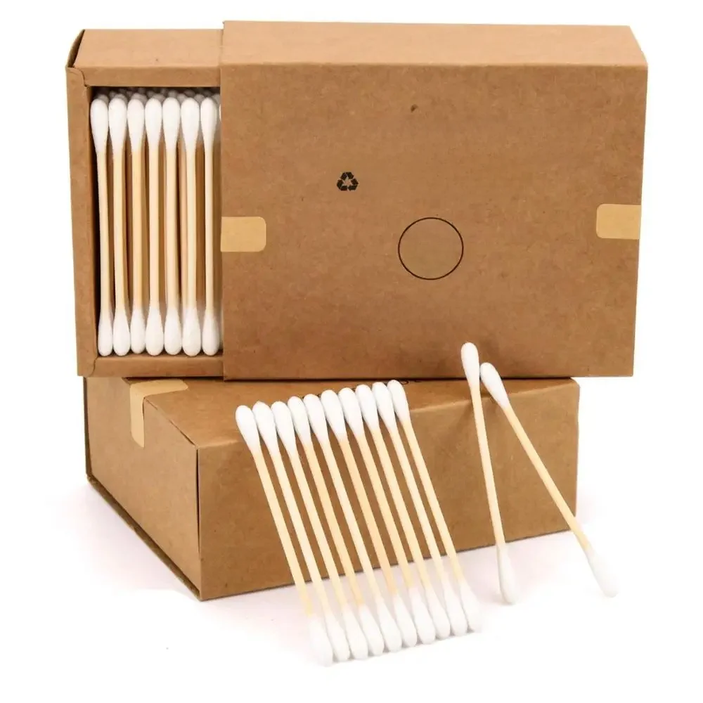 Cotons-tiges en bambou à double tête, nouveau style, cuillère à soupe, cotons-tiges en bois respectueux de l'environnement, recyclables bionickel ables pour le maquillage, nettoyage des oreilles de