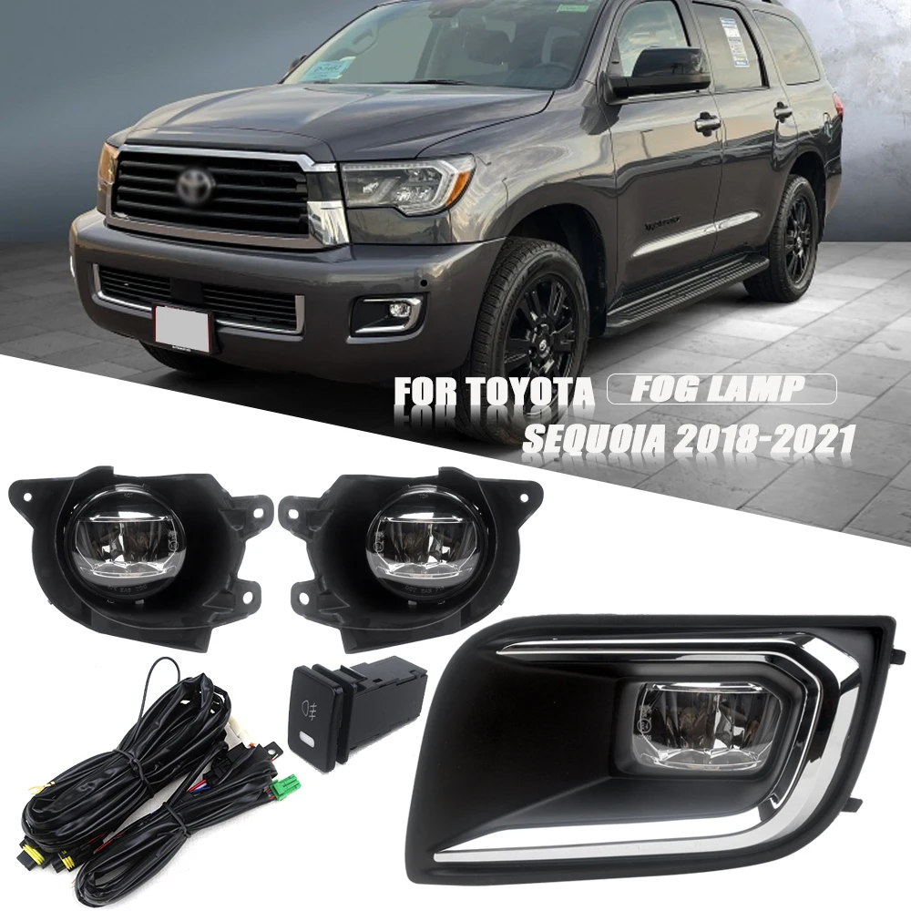 Front Bumper Fog Lamp Upgrade Kit FOR TOYOTA Sequoia 2018 2019 2020 2021 Version Additional Foglight Set Switch + Wiring