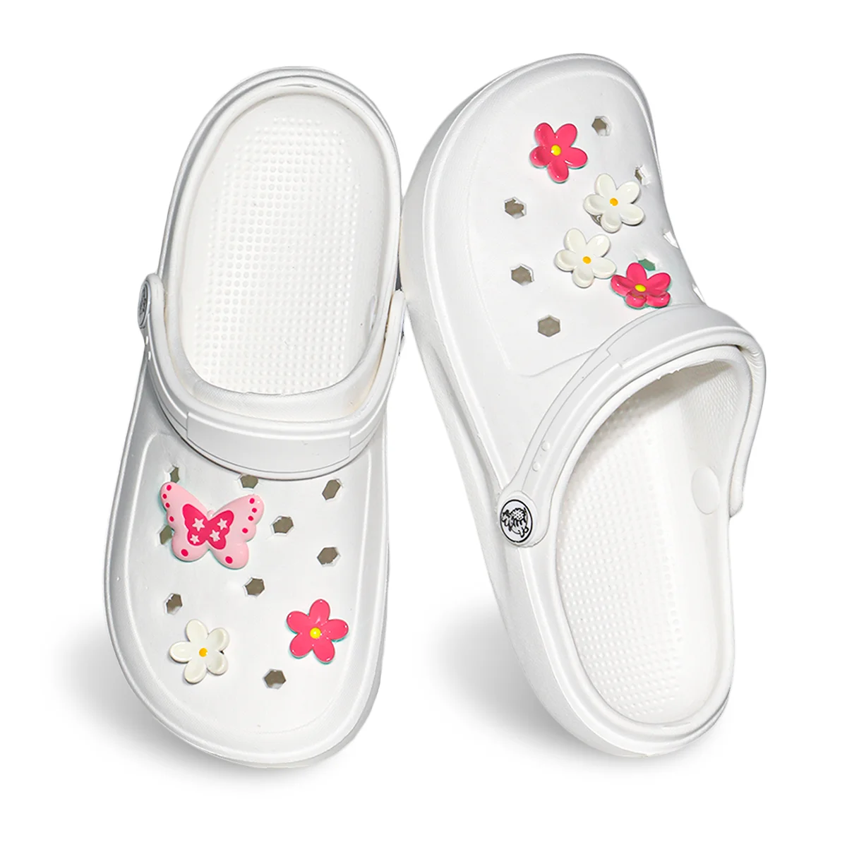 

EVA Women's Platform Sandals, Soft and Durable Flat Clogs with Butterfly Shoe Charms, Lightweight and Comfortable for Indoor/Out