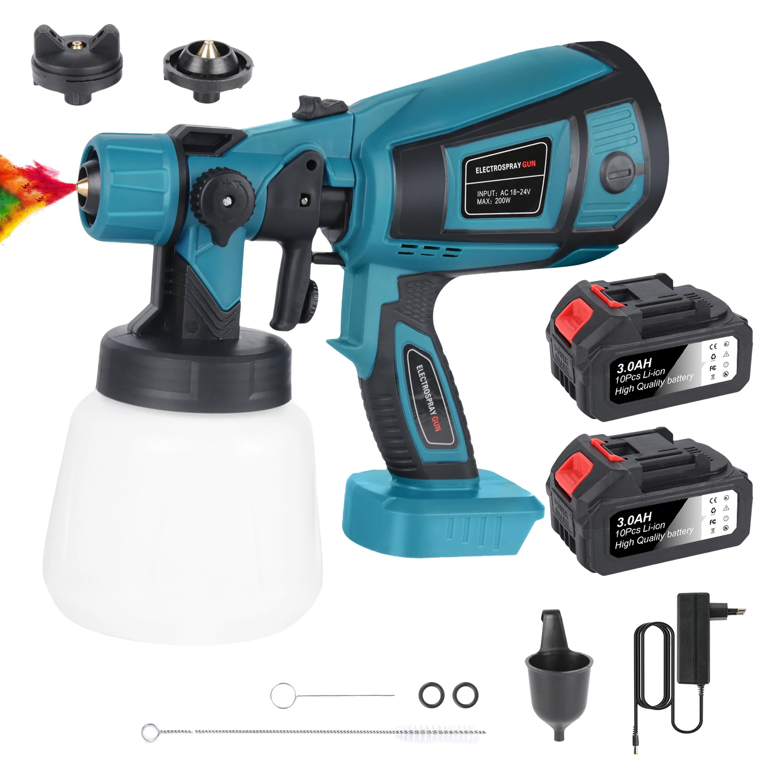 Pistolet pulvérisateur électrique sans fil 900ML pour la maison, pulvérisateur de peinture pour meubles, armoires, clôtures, murs, voitures, plafonds, compatible avec la batterie Makita