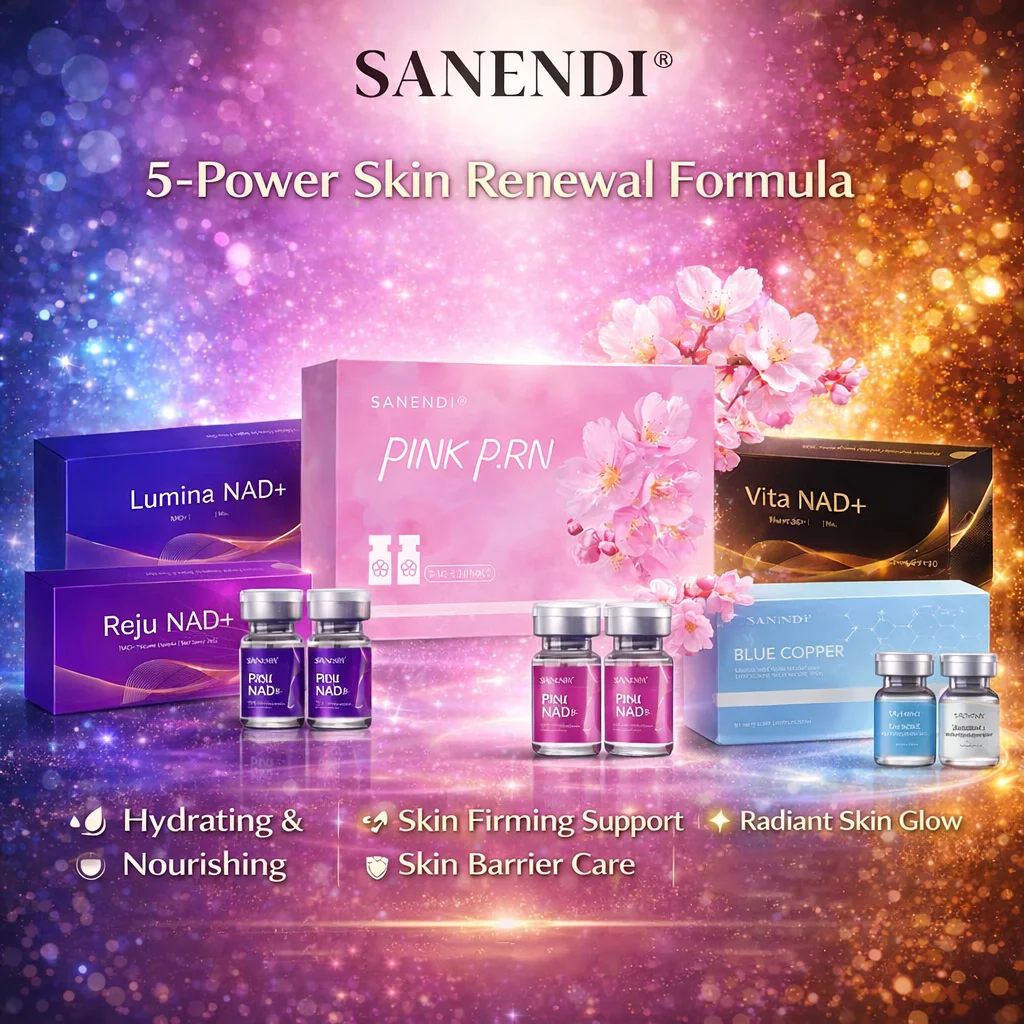 

Sanendi NAD+ Pink PDRN Hyaluronic Acid Facial Serum Copper Vitamin Face Essence Collagen Peptide Smoothing Korean Skin Care Set