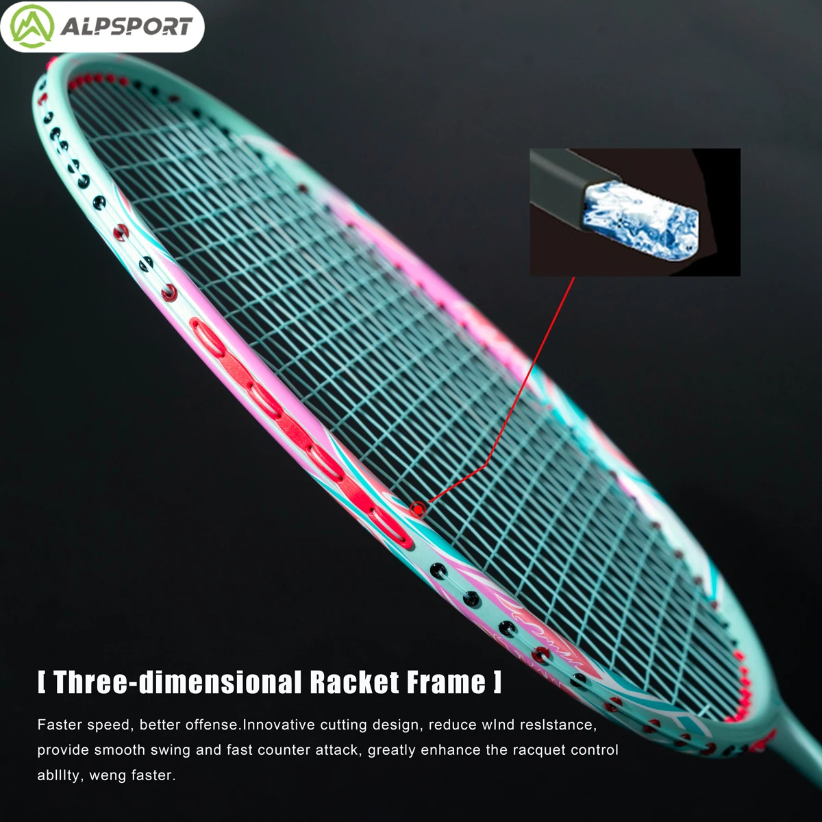 ALP DJ 5U Badminton Racket T800 Attacking and Defending Full Carbon Max 38 lbs For intermediate and advanced players