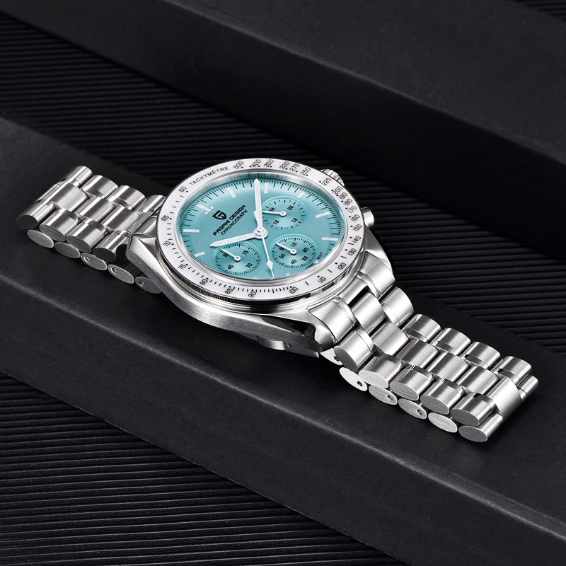 PAGANI DESIGN New Moon Watch Fashion ice blue Montres à quartz de luxe pour hommes Montre chronographe en acier inoxydable Cadeaux de vacances Expédition locale UE