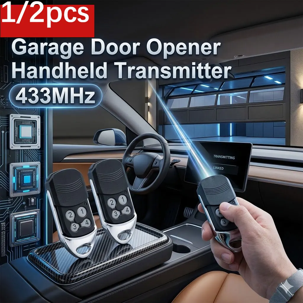 1/2pcs FORESEE Garage Remote Control Garage Door Opener Handheld Transmitter 433MHz Rolling Code