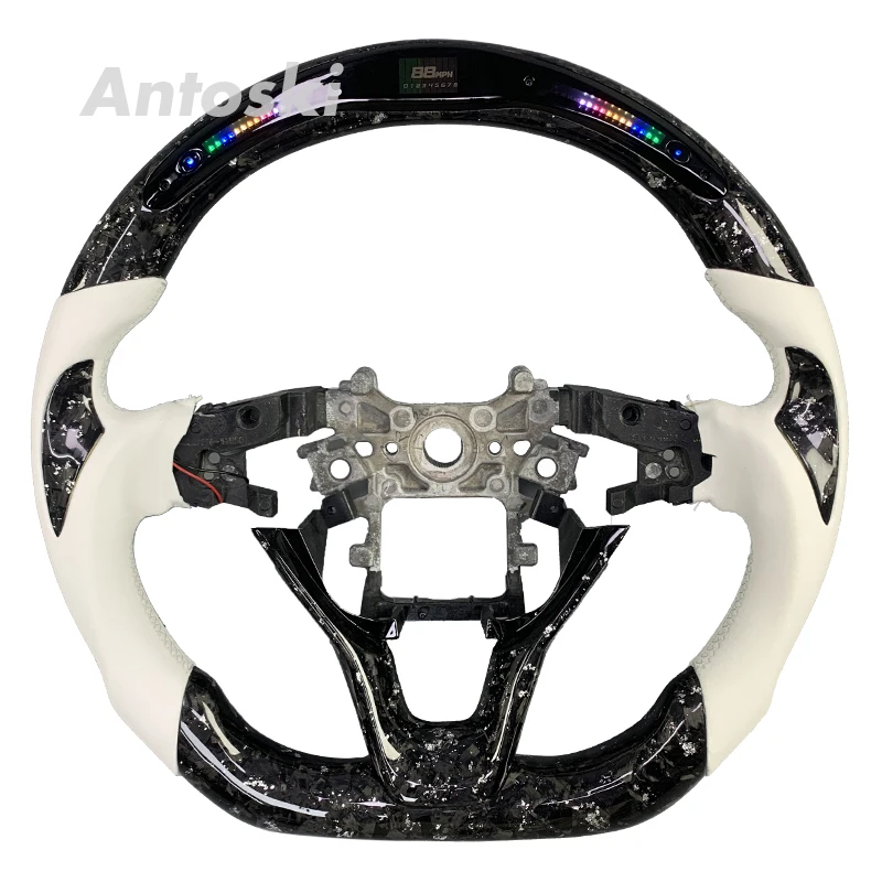 عجلة قيادة من ألياف الكربون مزورة من جلد الغزال مخصصة لسيارة Honda Accord الجيل العاشر 2018-2023 مجهزة بمصابيح LED #1