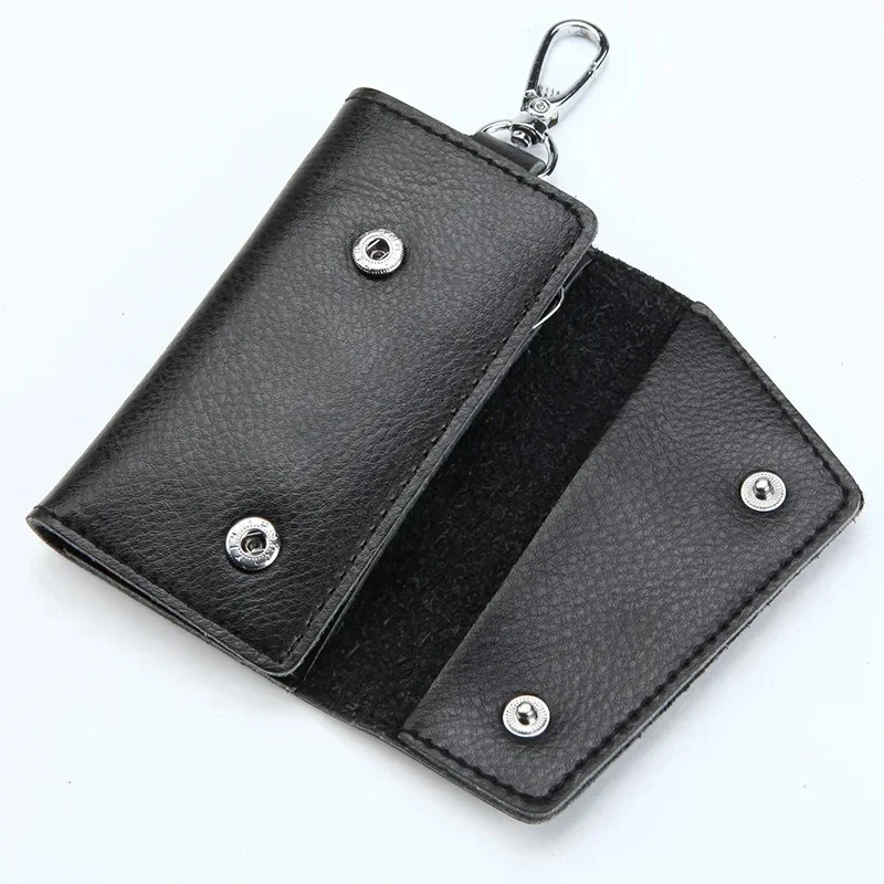 Nowy brelok do kluczy męskich z prawdziwej skóry ​ organizer na klucze Etui na klucze do samochodu Portfel Etui na klucze do gospodyni Mini torba na karty — zdjęcie 2