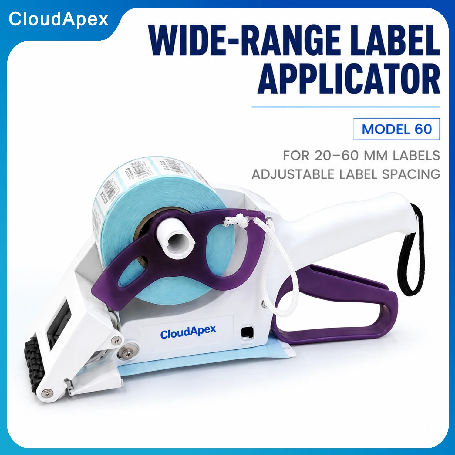 CloudApex 60 Manual Handheld Label Applicator Automatic Liner Peeling Price Tag Labeller 20-60mm Round Bottle Flat Label