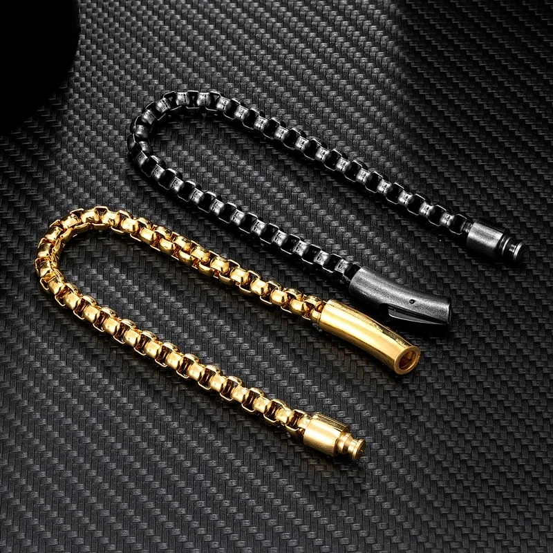 AliExpress MKENDN Locomotive Men Punk Rock Bicycle Square Rolo Round Box Chain Bracelet Stainless Steel Magnet Buckle Jewelry Male Pulseira