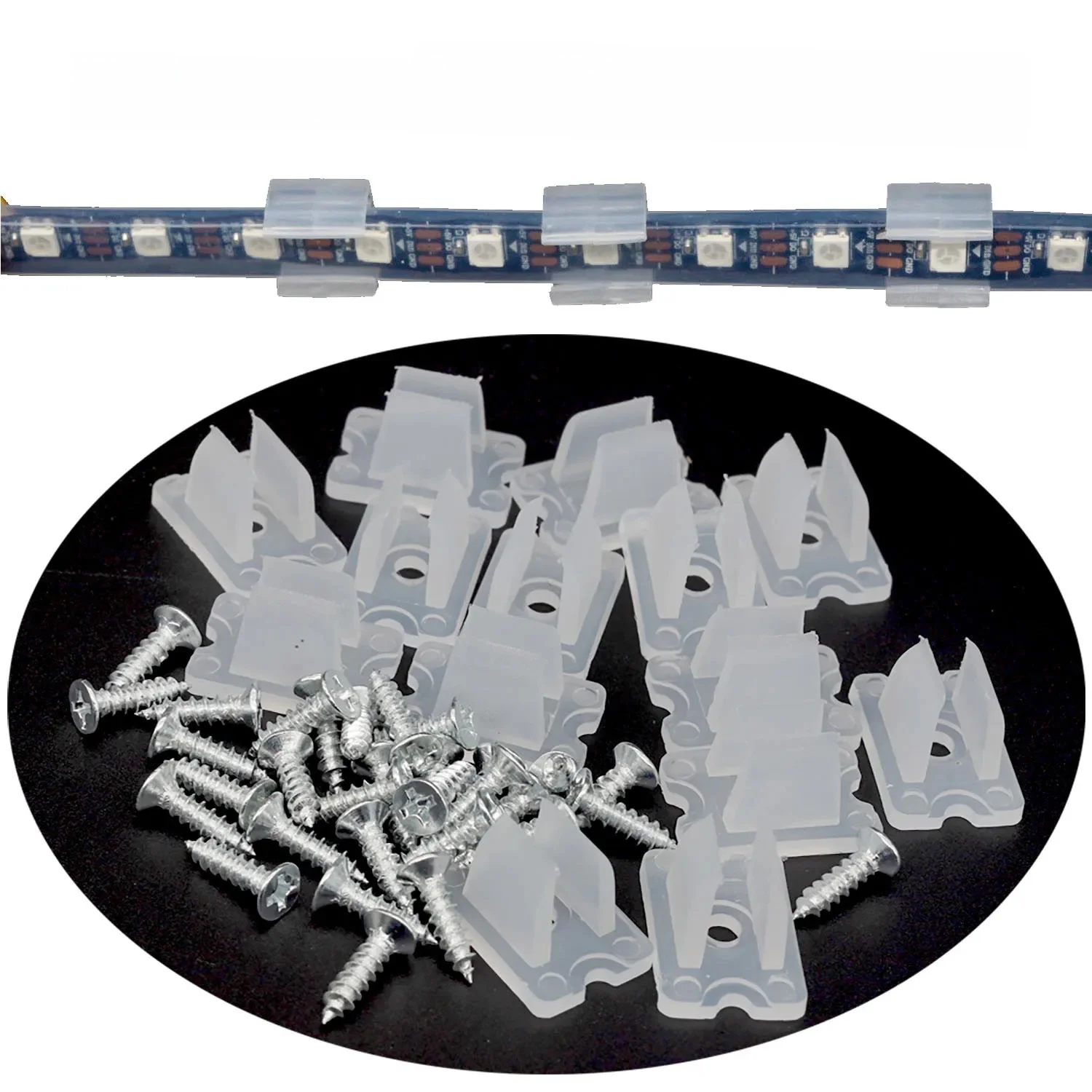 Clips de bande néon 6/8/10/12/15mm, Clips de support de fixation de connecteur Led et fixation à vis 2835 COB néon/accessoires de boucle en plastique léger