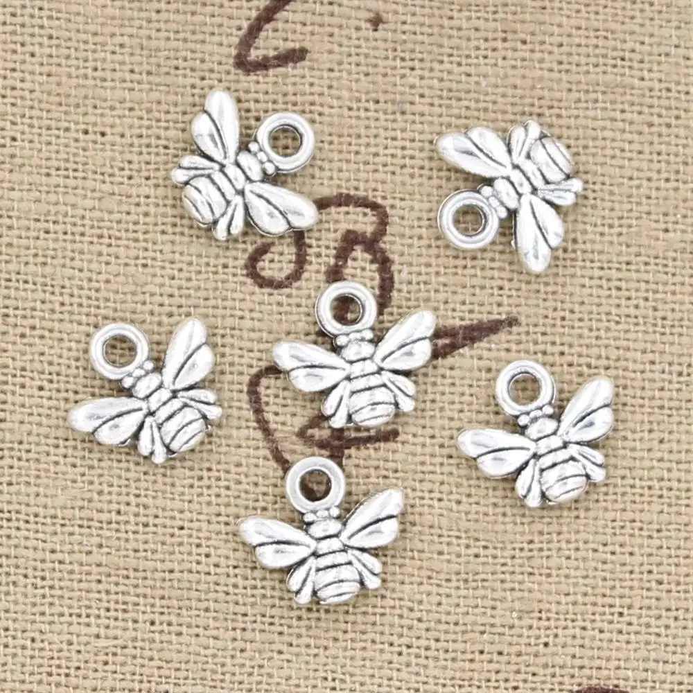 100 sztuk Charms Bee 10x11mm Antique Bronze srebrny kolorowy platerowany zawieszki Making DIY Handmade tybetański brąz kolor srebrny biżuteria — zdjęcie 2