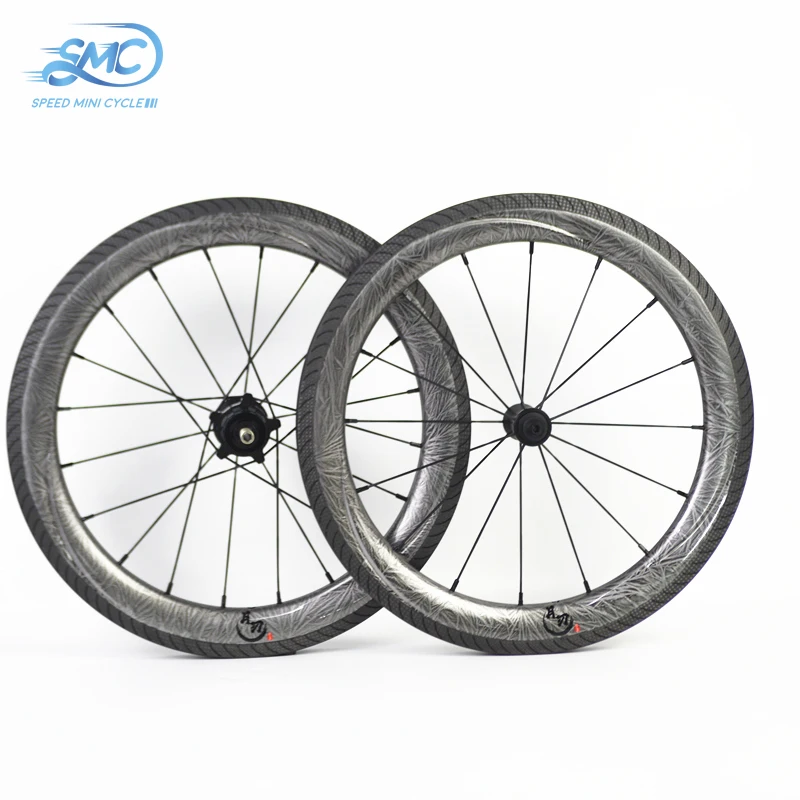 

SMCSPEEDMINICYCLE 16 Inch 349 LUNATE Silver Color-Crystal Carbon Wheels for Brom / Folding Bike External 7-Speed