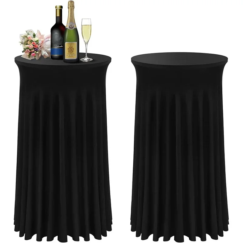 Ronde Hoge Top Stretch Spandex Cocktail Tafelkleden met Rok Rimpelvrije Cocktail Tafelkleed voor Bruiloft Banket JT443 - afbeelding 2