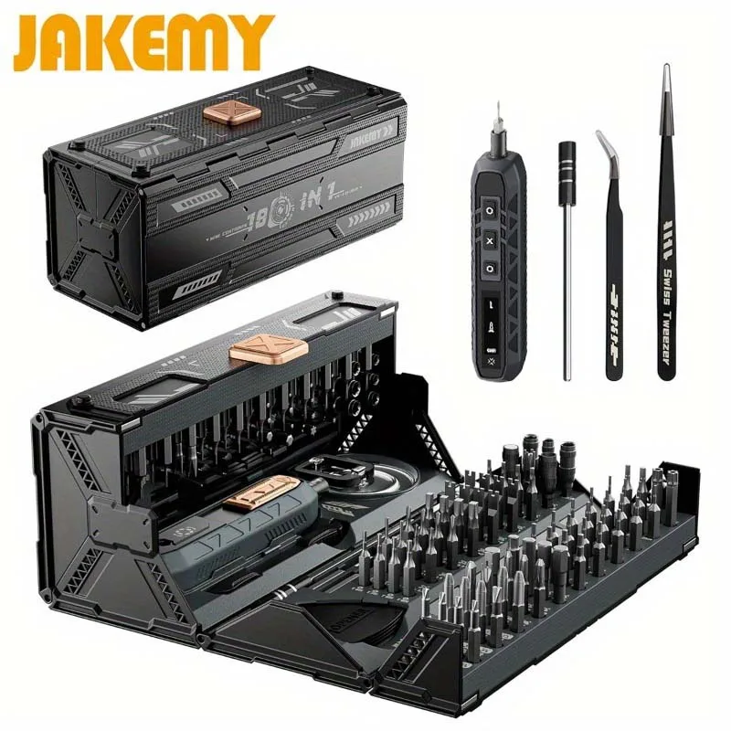 JAKEMY 180-in-1 magnetische schroevendraaierset - precisieboren elektrische schroevendraaierset iPhone-bril laptop horlogereparatietool