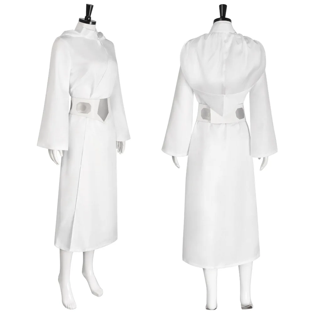 레아 공주 코스프레 의상 스페이스 배틀 스타 레아 화이트 드레스 여성용 벨트 클래식 롤 플레잉 복장 할로윈 파티