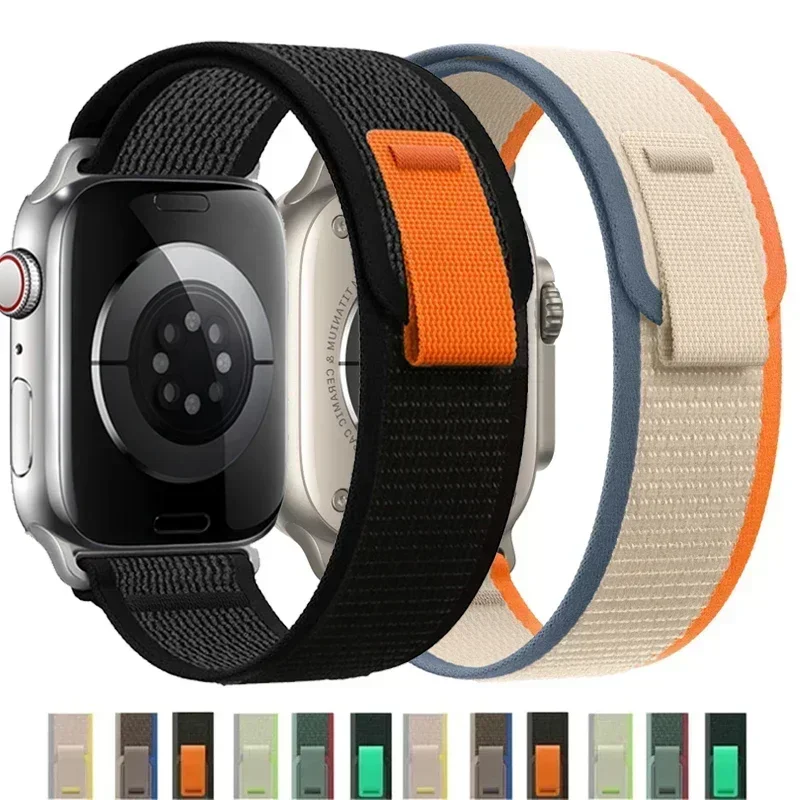 Nylon Loop para Apple Watch, Ultra 2 Bandas, Bracelete de Correia, iWatch Series 9, 8, 7, 6, 5, 3,