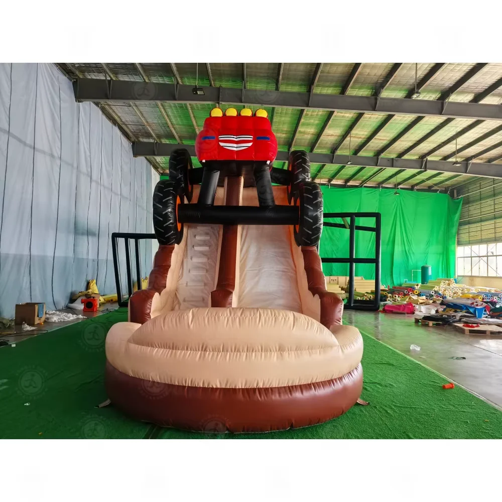 Corrediça inflável da água do caminhão monstro da categoria comercial 8.2m molhado/seco combo kart tema salto corrediça para entretenimento ao ar livre